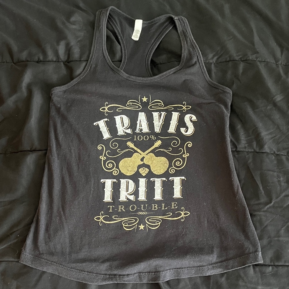 Travis Tritt Women's Black and Gold Tank Top
